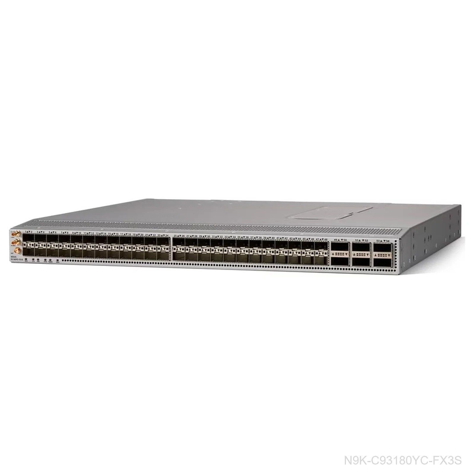 Cisco N9K-C93180YC-FX3S Nexus 9300 Switch, 48x 1/10/25G SFP, 6x 40/100G QSFP28, SyncE, 1RU