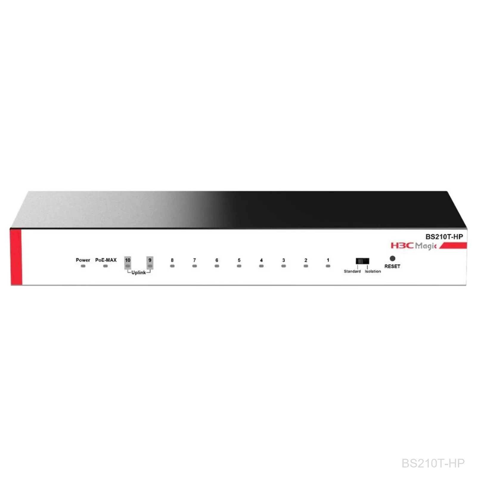 H3C BS210T-HP Magic 8-Port Gigabit Unmanaged PoE+ Switch, 110W, 2x 1G Uplink, 9801A5BT