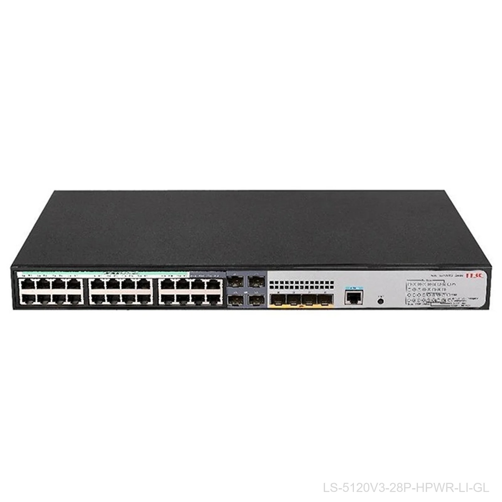 H3C LS-5120V3-28P-HPWR-LI-GL 24-Port Gigabit PoE+ Switch, 370W, 4x 1G SFP, 4 Combo, 9801A40V