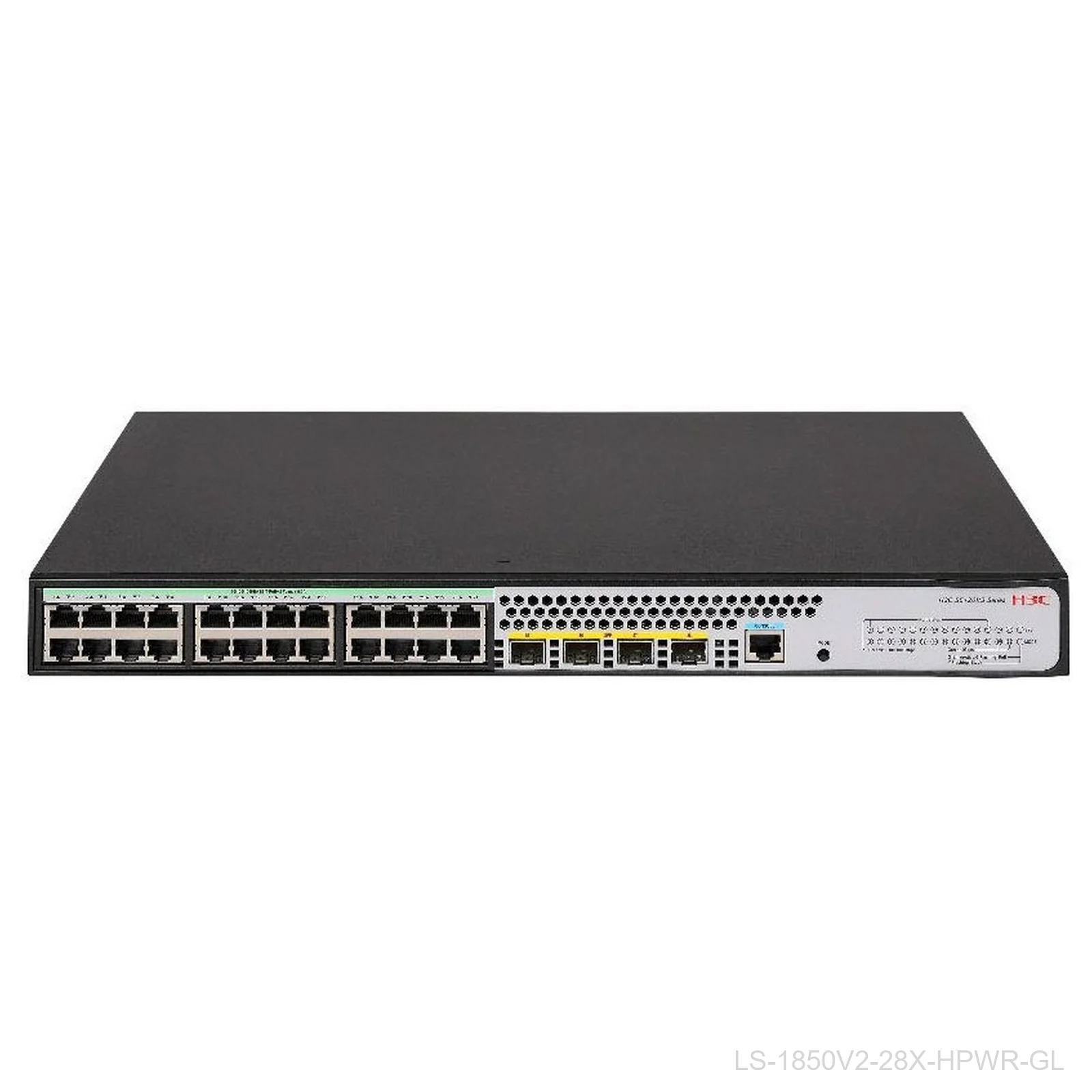 H3C LS-1850V2-28X-HPWR-GL 24-Port Gigabit PoE+ Switch, 370W, 4x 10G SFP+, 9801A4MR