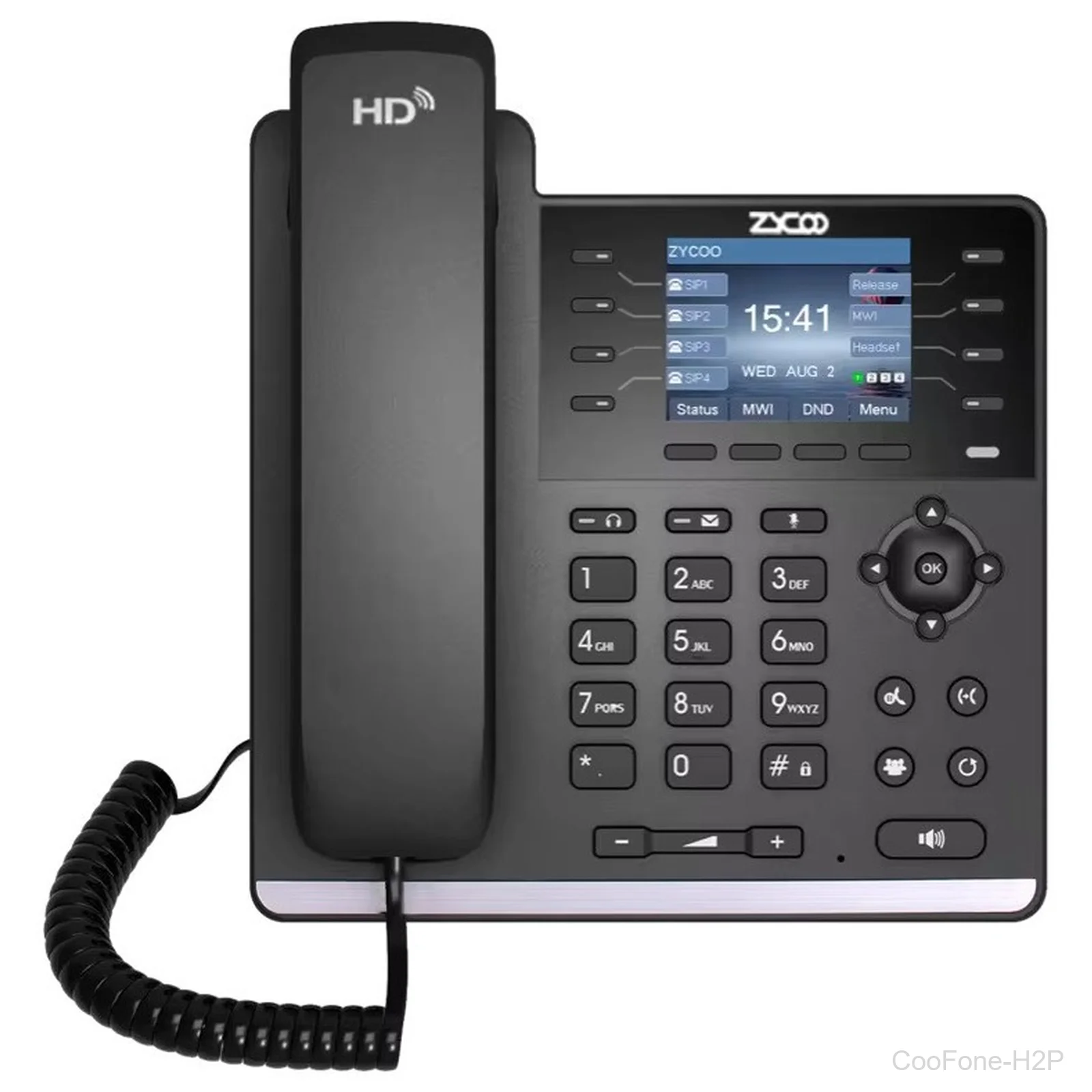 ZYCOO CooFone-H2P IP Phone, 2 SIP Lines, PoE, HD Voice