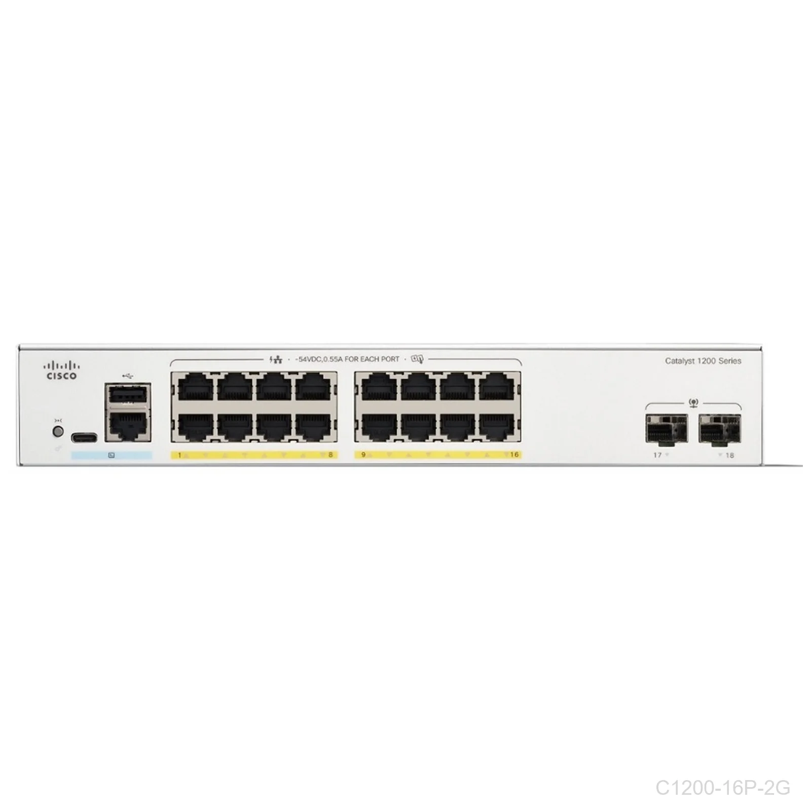 [C1200-16P-2G] Cisco C1200-16P-2G,16 ports Giga POE+ 120W + 2 x 1G SFP uplink ports, Catalyst Switch