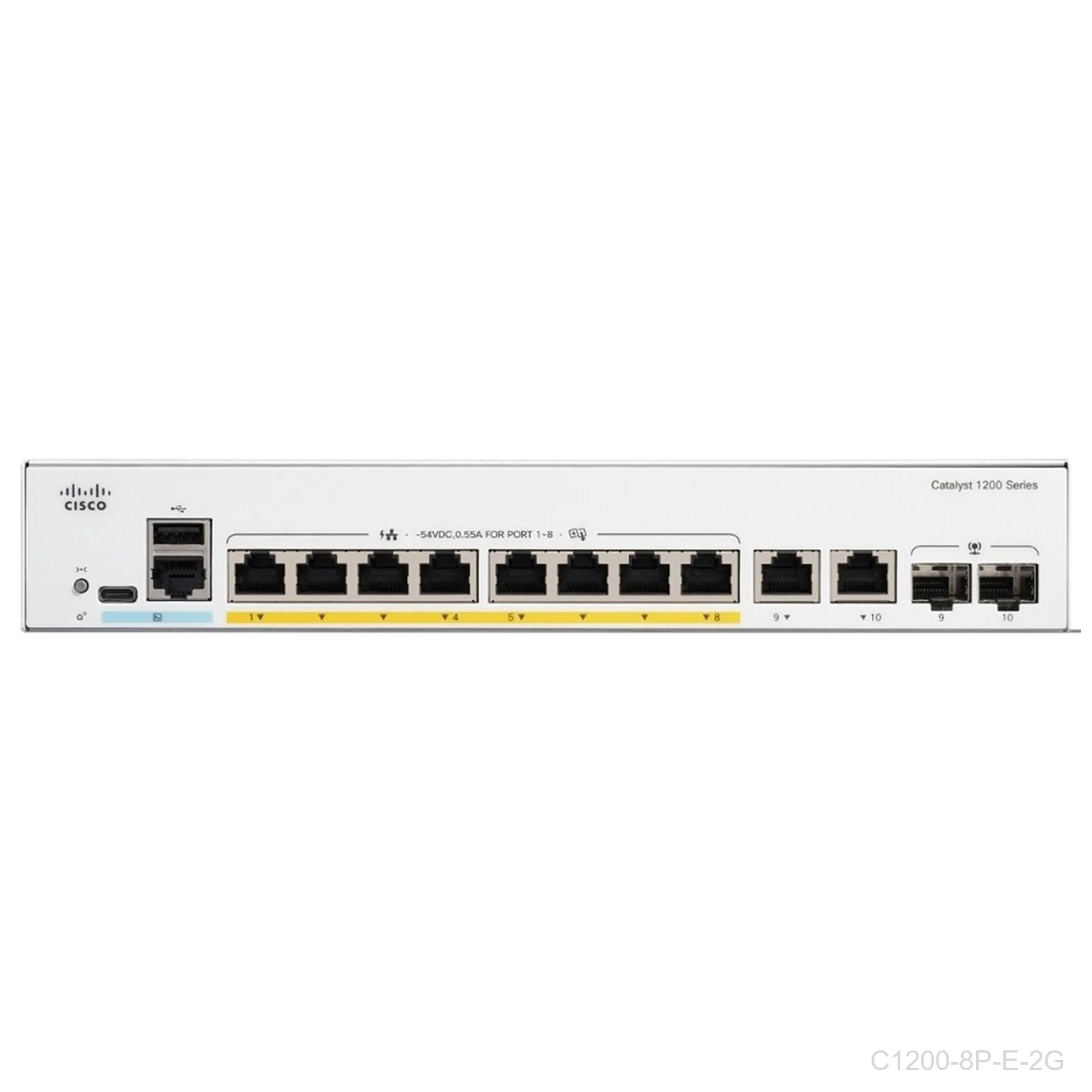 [C1200-8P-E-2G] Cisco C1200-8P-E-2G, 8 ports Giga POE+ 67W + 2 x 1G SFP and RJ-45 combo uplink ports, Catalyst Switch