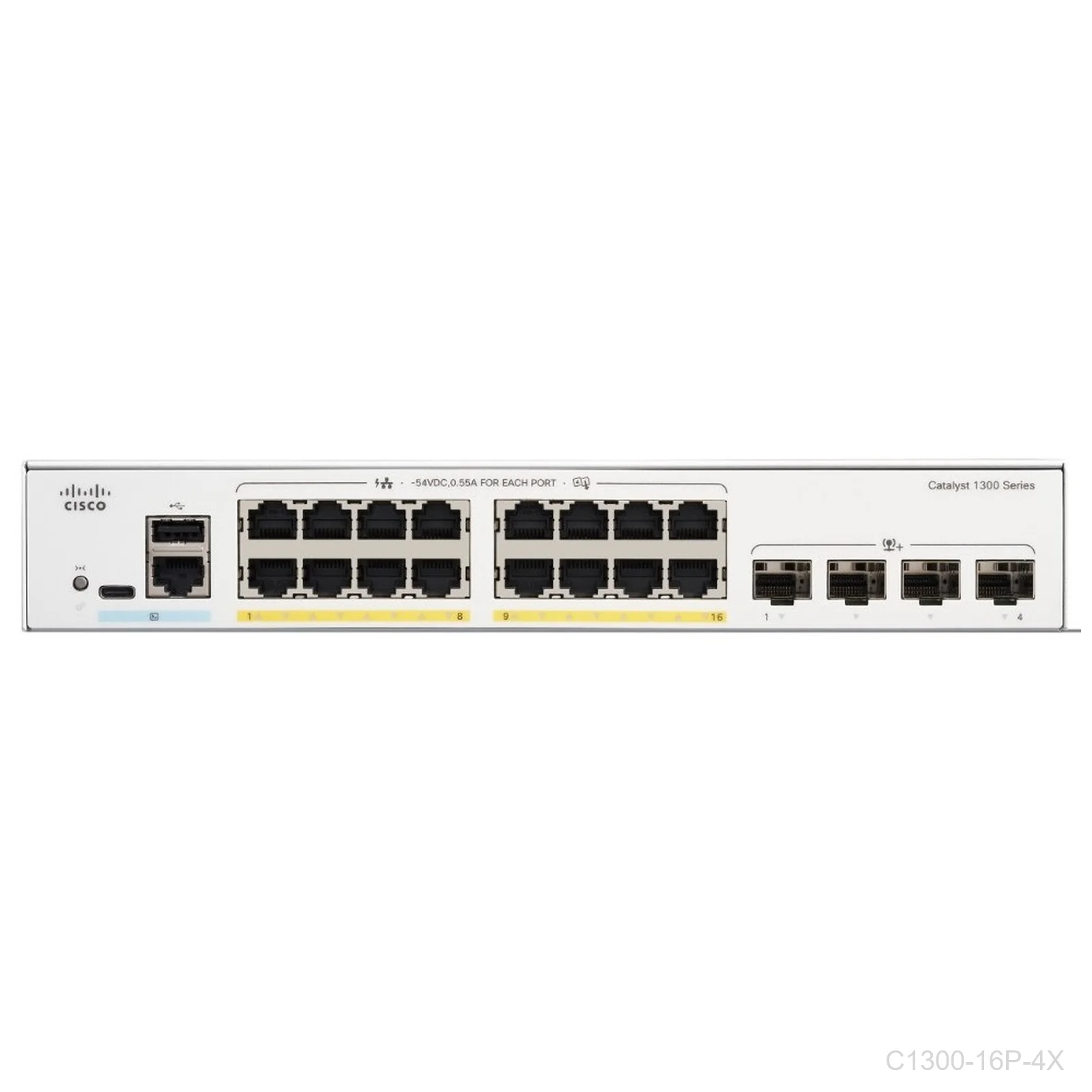 Cisco C1300-16P-4X, 16 ports Giga POE+ 120W + 4 x 10G SFP uplink, Catalyst Switch