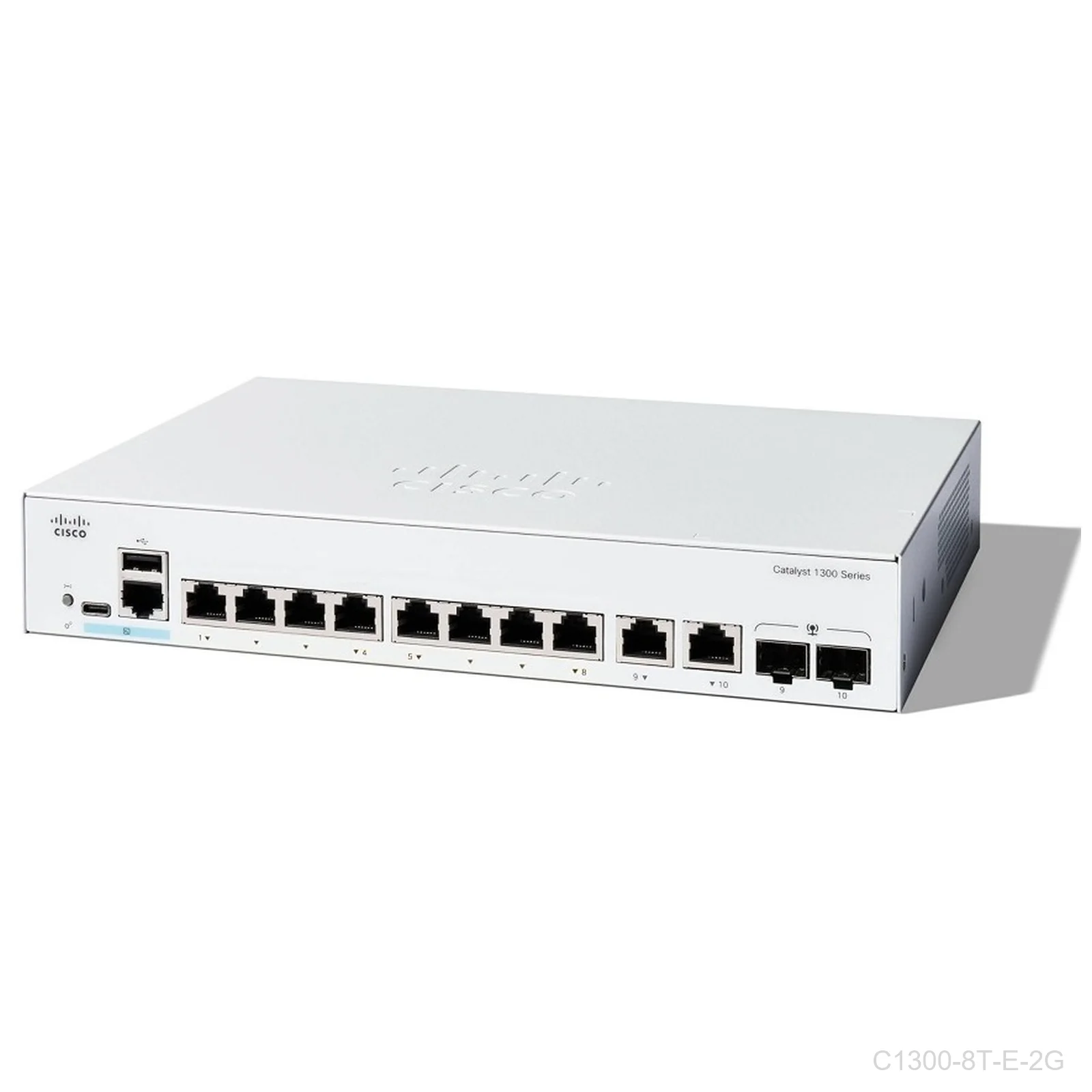 Cisco C1300-8T-E-2G, 8 ports Giga + 2 x 1G SFP and RJ-45 combo uplink ports, Catalyst Switch